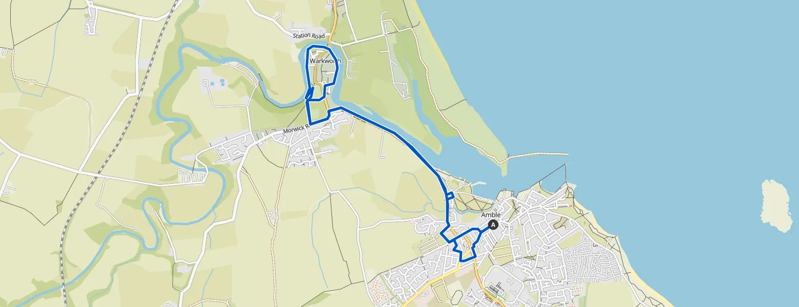 River Coquet trail Warkworth Castle Runde von Amble Laufrunde Komoot